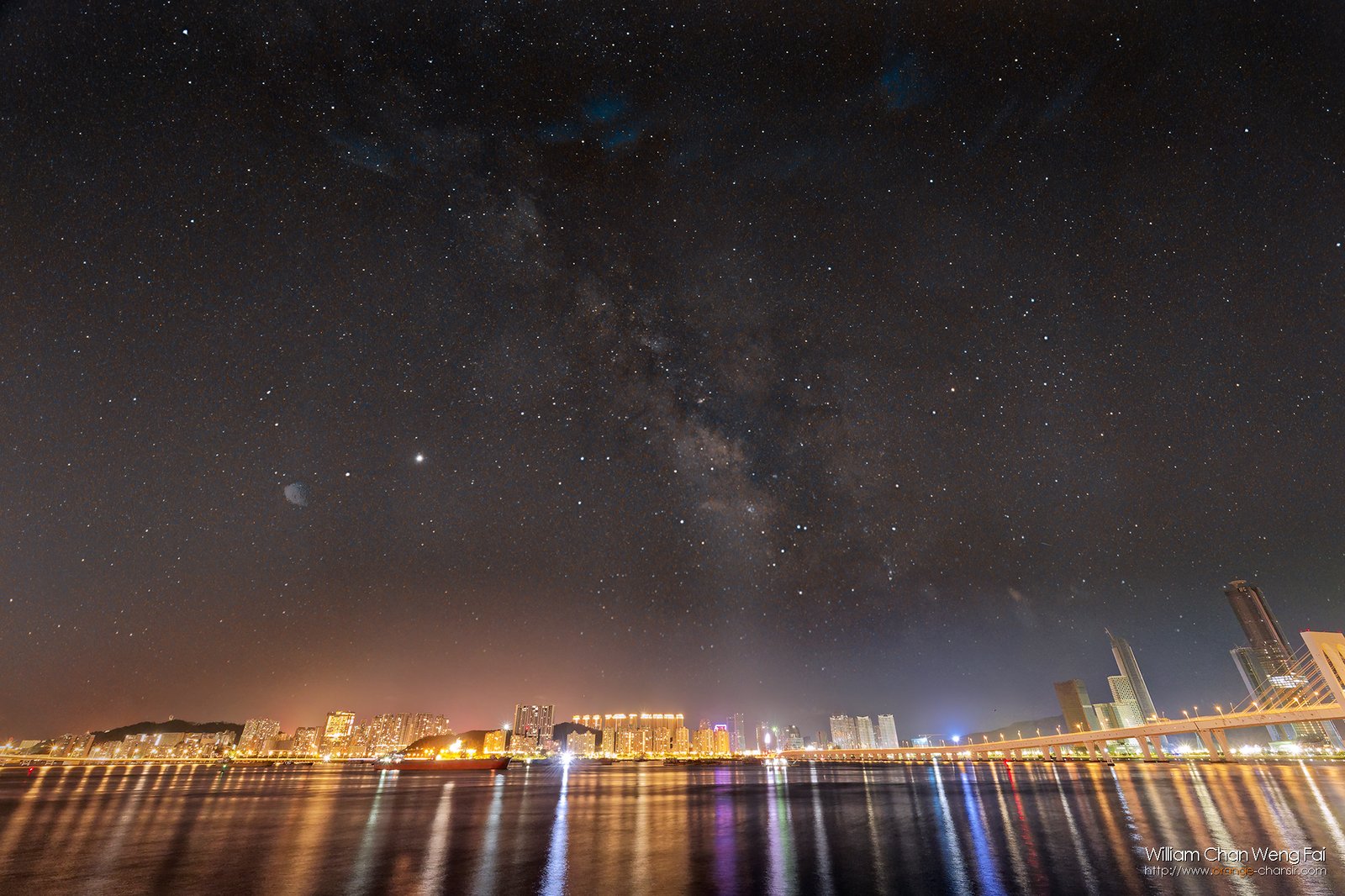 Milky way of urban area in Macau